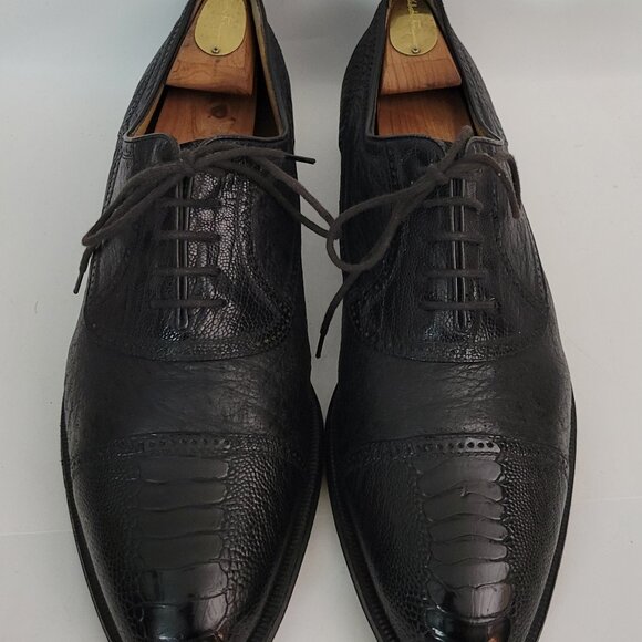 Moreschi Adriano Black Ostrich Leg Leather Cap Toe Oxford Dress Shoes Men\'s 13 M main image 7